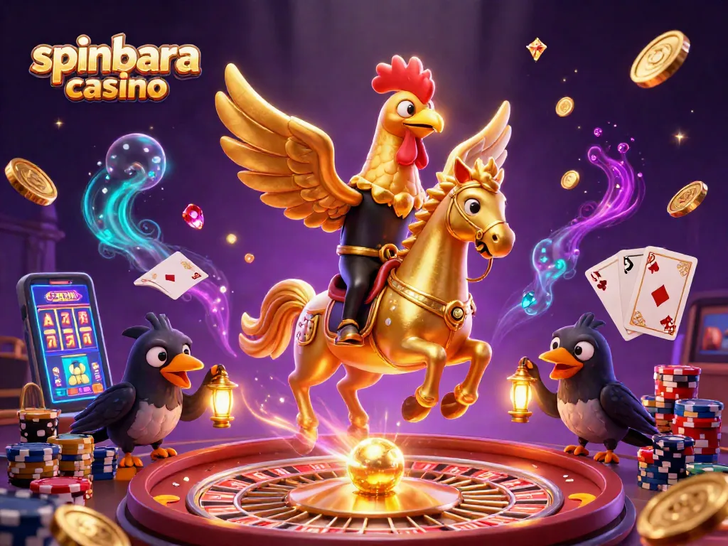 Experience thrilling gameplay at Spinbara Casino with vibrant golden visuals and magical energy.